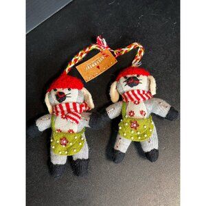 Set of 2 Queenwest Knit Felt Beaded Mouse Mice Christmas Ornaments NWT Kohl’s